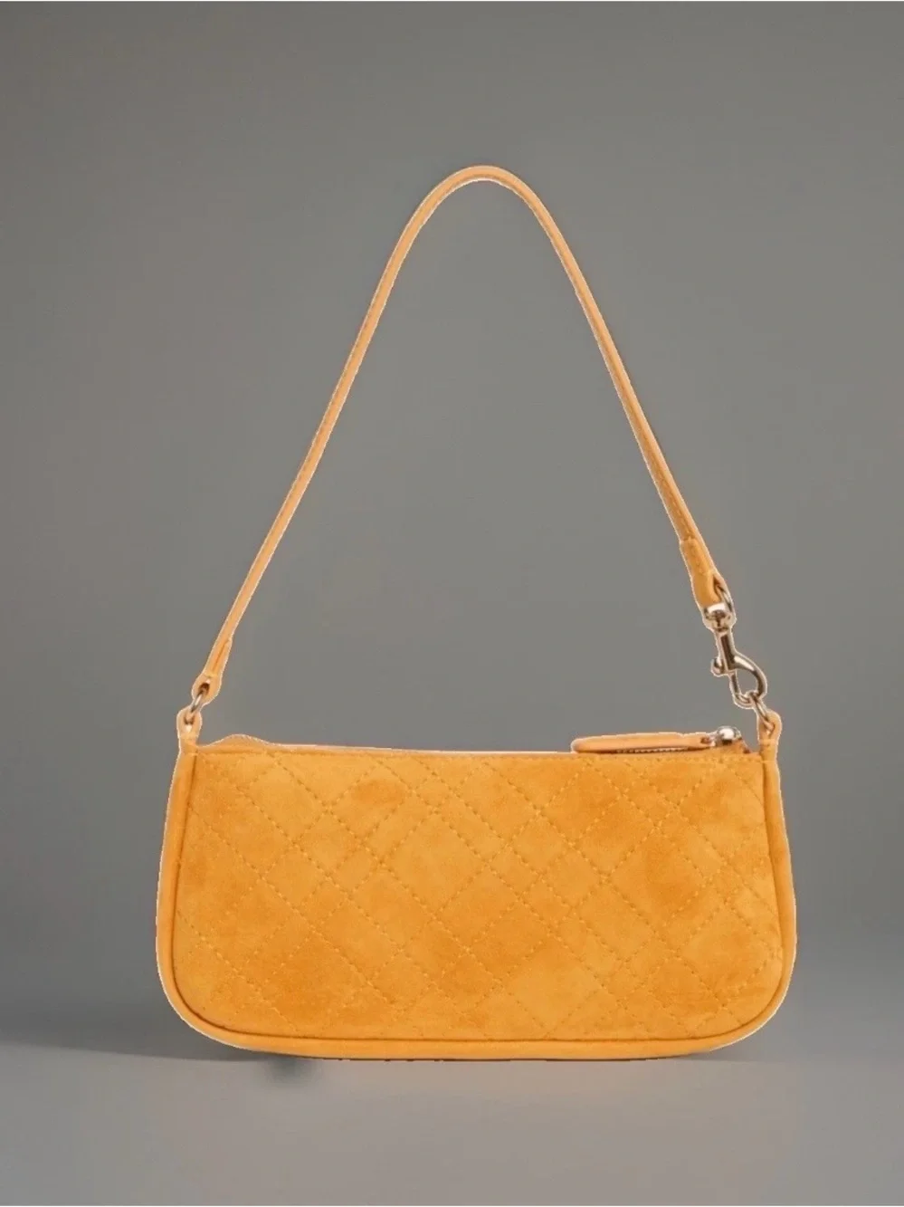 Kurt Geiger Yellow Quilted Suede Shoulder Bag with Floral Studs